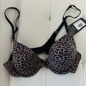 Maidenform Leopard Print Push-Up Bra - Black & Pink
